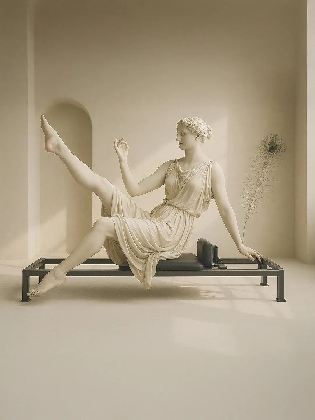 Statue en marbre et reformer, lumière sépia